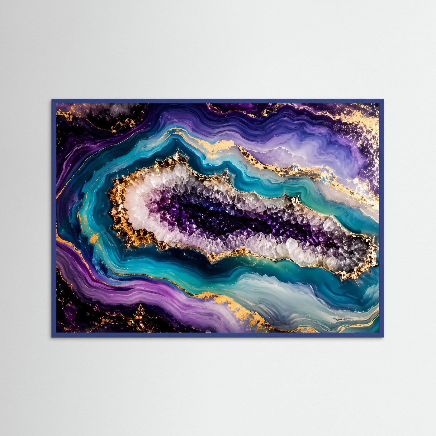 Amethyst Geode Poster | Abstrakte Kristall Wandkunst mit Gold | Luxuriöse Edelstein Kunst | Modernes Geoden Wandbild