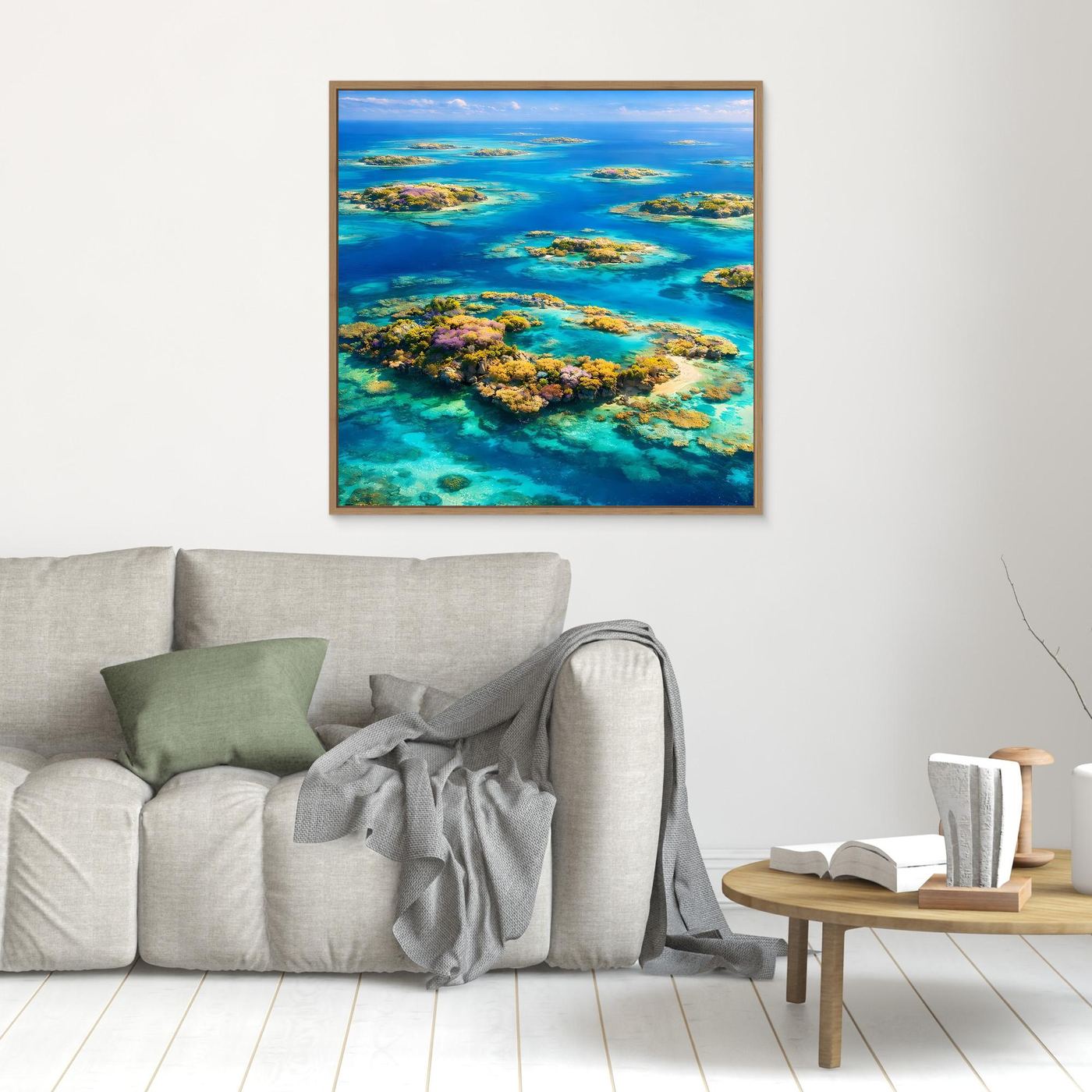 Leinwandbild Paradiesische Inselwelt | Tropisches Atoll Wandbild auf echtem Holzkeilrahmen