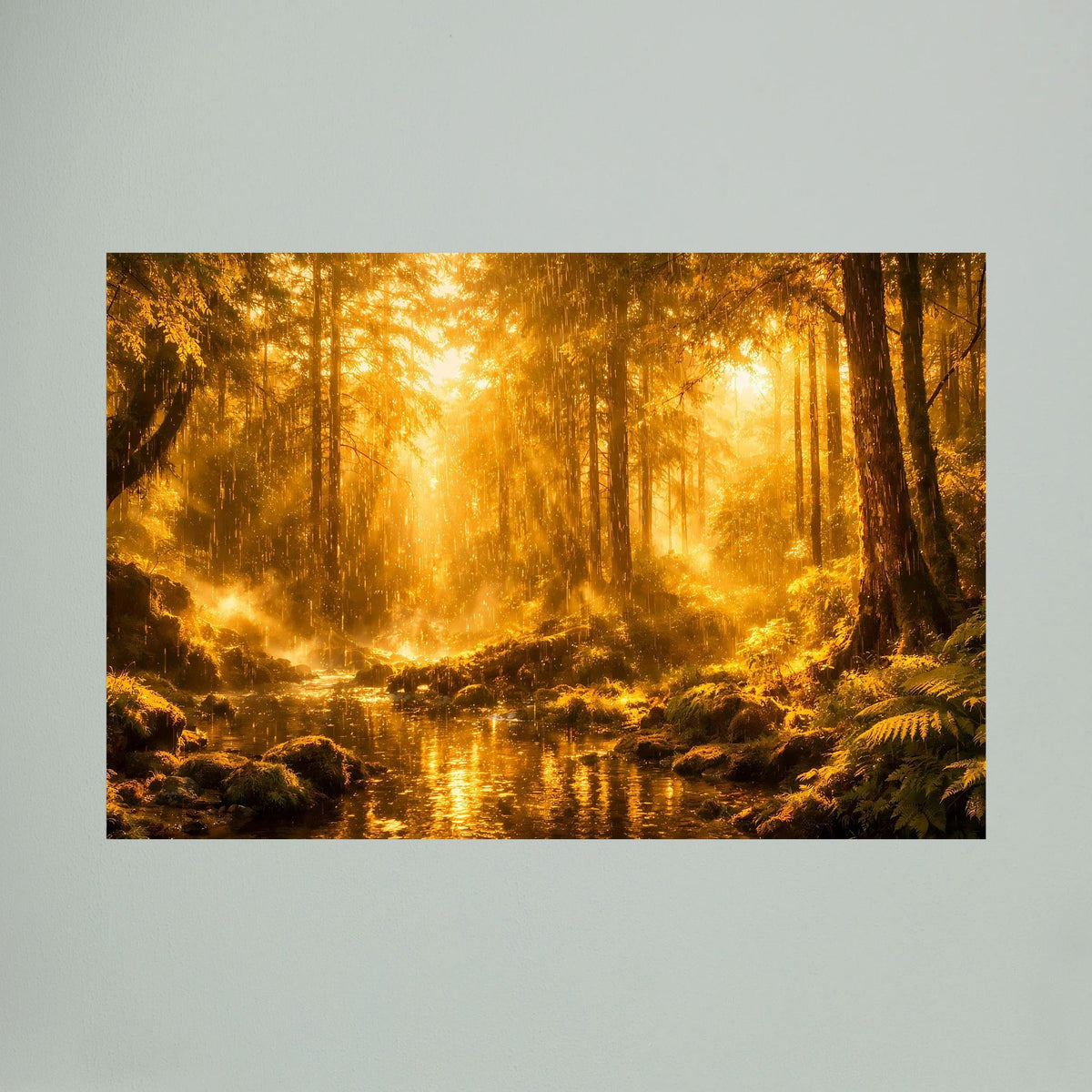Wandbild (Querformat) mit goldenen Wäldern und Fluss im Nahanschnitt