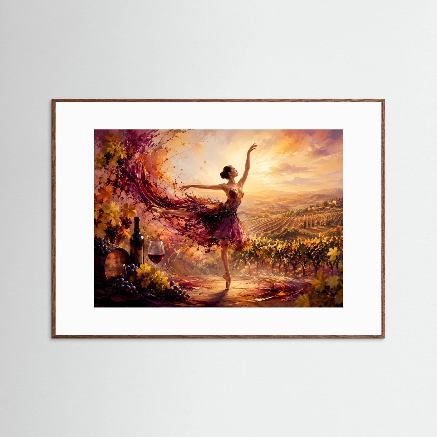 Ballerina im Weinberg | Elegantes Tanz Poster mit Toskana & Weinromantik