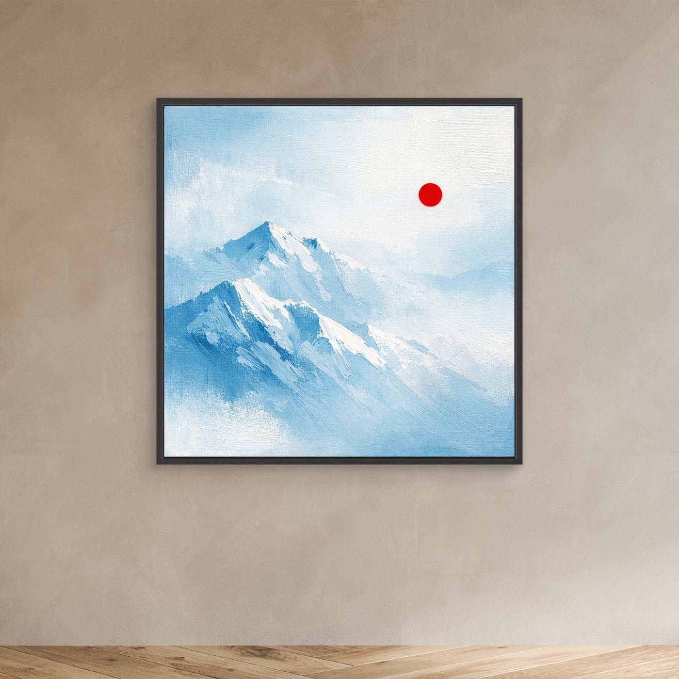 Leinwand Abstraktes Zugspitze Berg Wandbild | Alpin Minimalistisch Blau Weiß