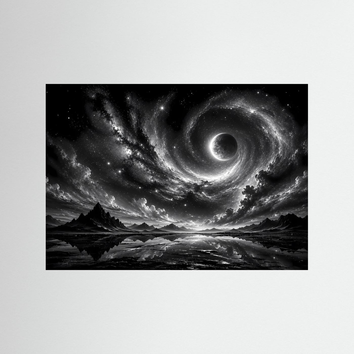 Schwarz Weiß Weltall Poster | Kosmisches Universum Wandbild | Abstrakte Galaxie Modern | Monochrome Wandkunst