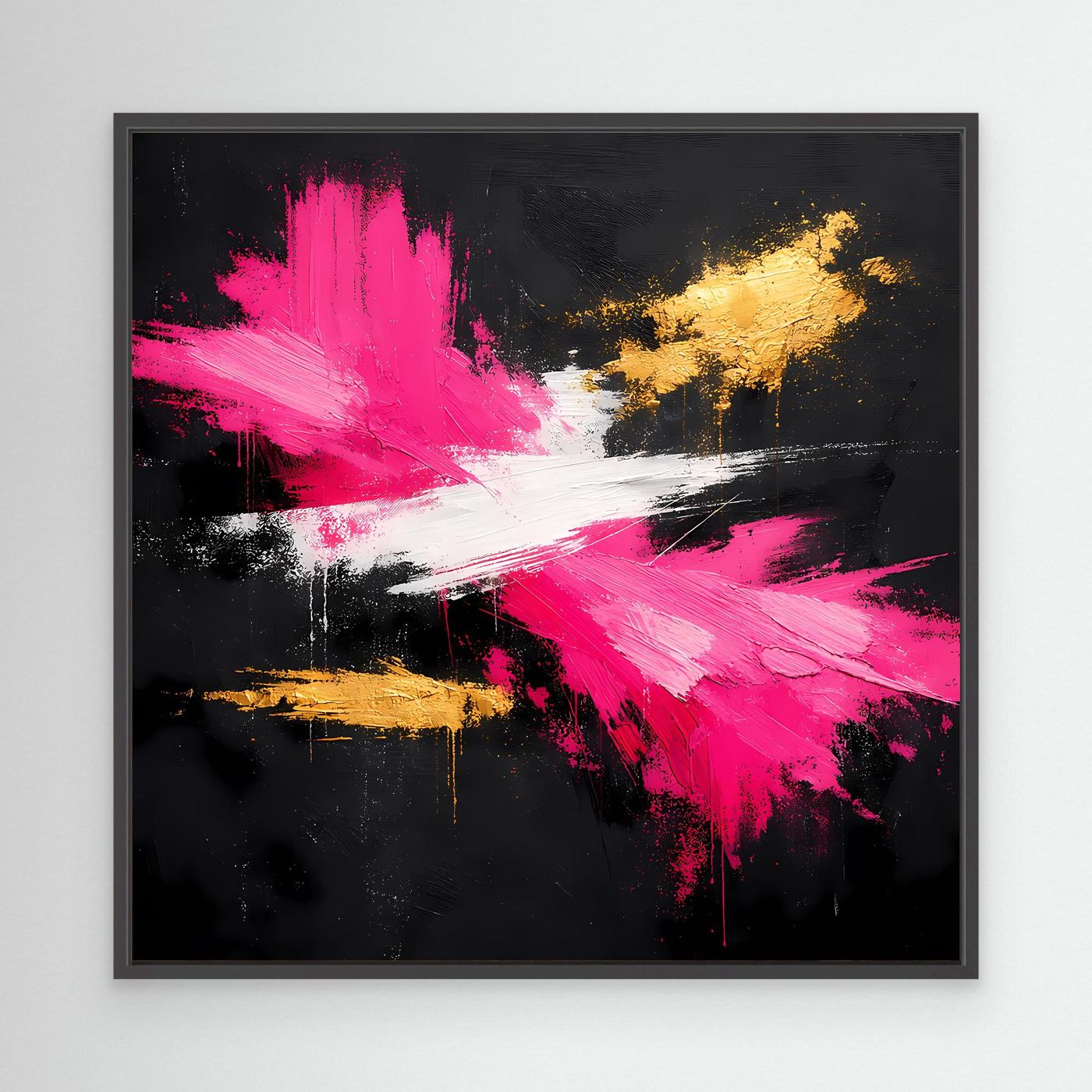 Leinwand Abstraktes Farbfeuerwerk in Pink & Gold | Modernes Acryl-Stil Wandbild