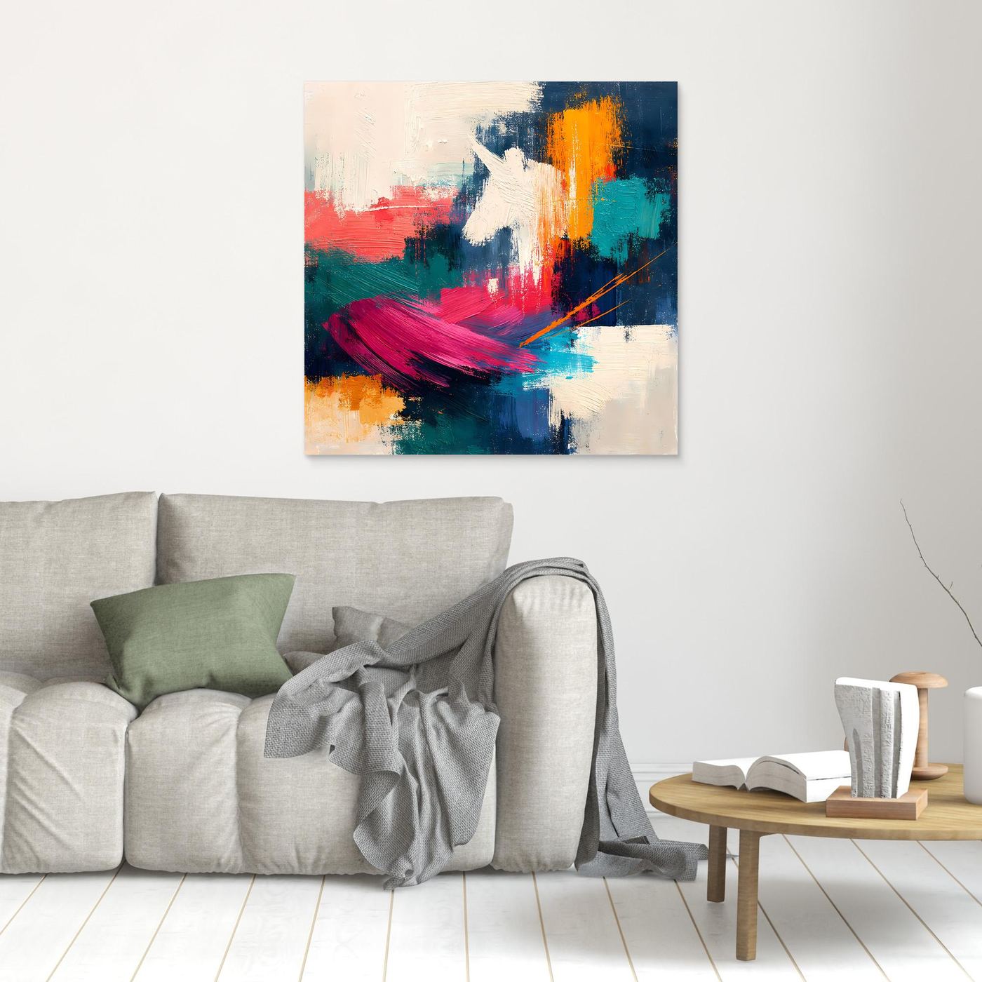 Leinwand Mystisches Einhorn im Farbenmeer | Abstraktes Fantasy Wandbild
