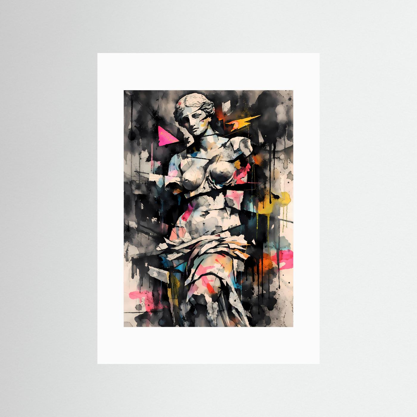 Die Dekonstruktion der Schönheit | Venus von Milo Poster in Graffiti-Optik & Pastellbunt | Abstraktes Kunstposter Hochformat