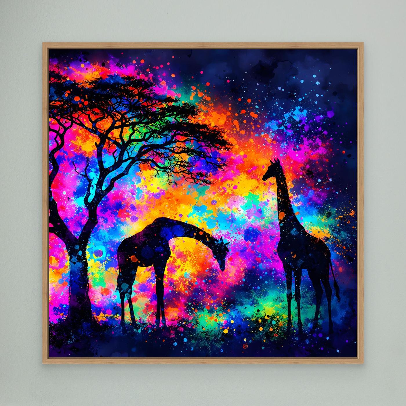Leinwandbild Magische Afrikanische Savanne | Abstraktes Giraffen Wandbild auf Keilrahmen