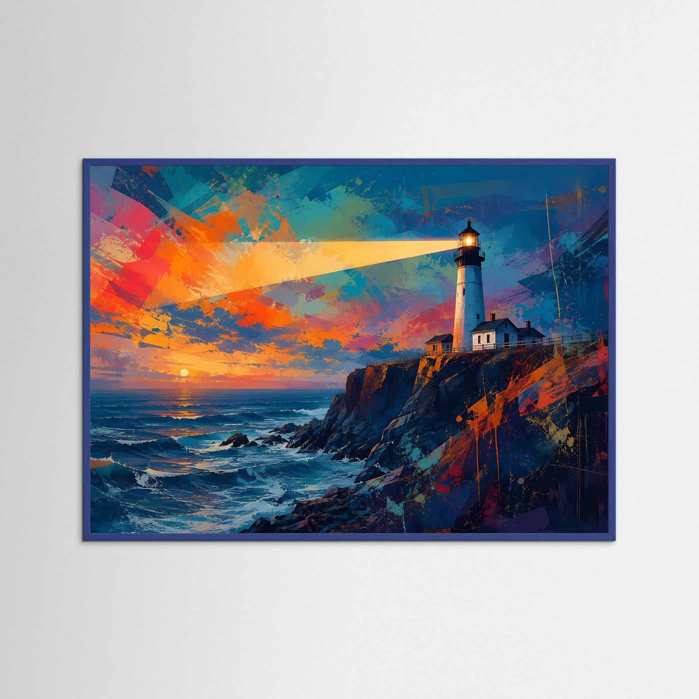Leuchtturm im Abendlicht | Maritimes Panorama & Kunstdruck Querformat