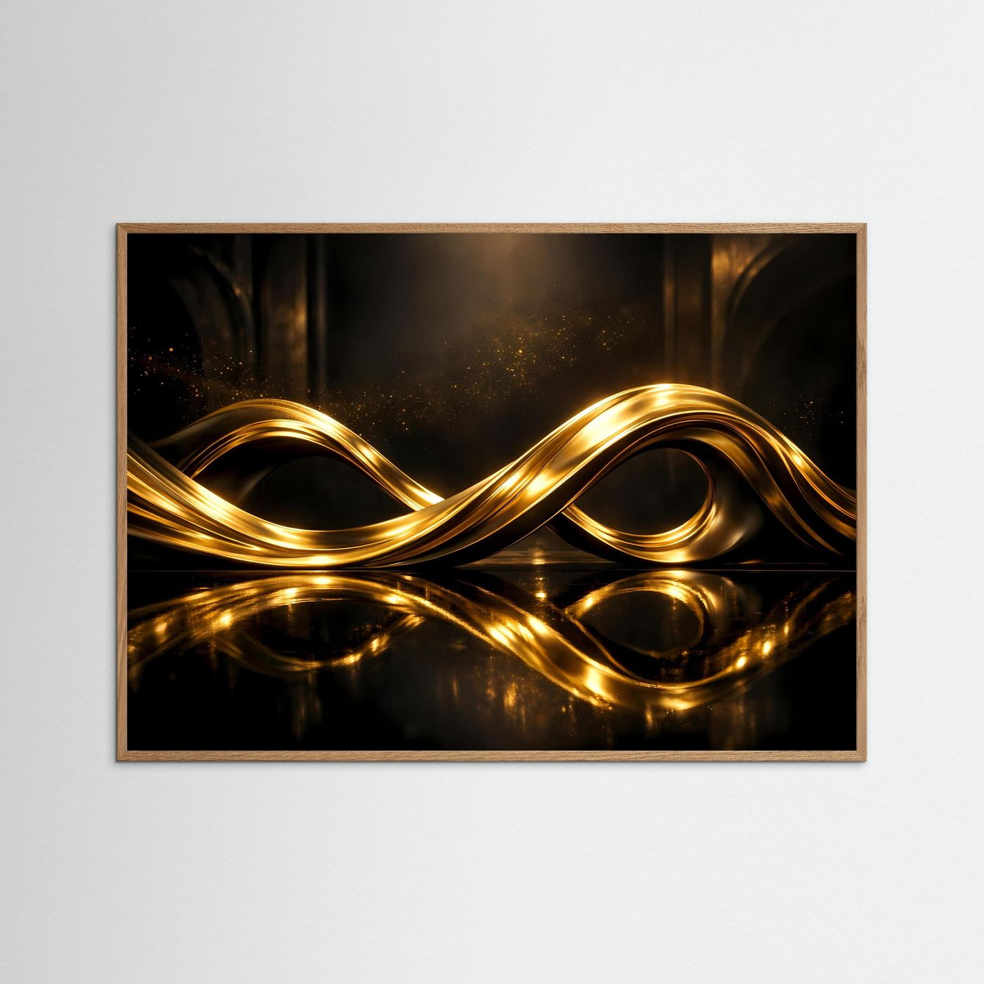 Elegante Goldene Wellen im Unendlichkeitsdesign | Luxus Kunst & Abstrakte Wanddeko Querformat