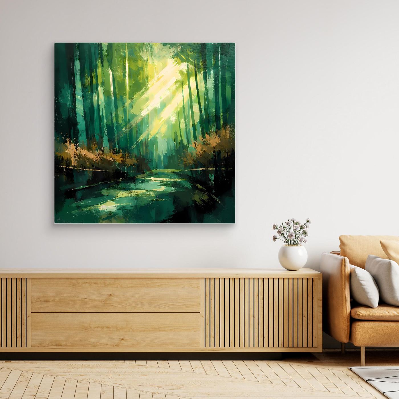 Leinwand Lichtdurchfluteter Zauberwald | Abstraktes Natur Wandbild