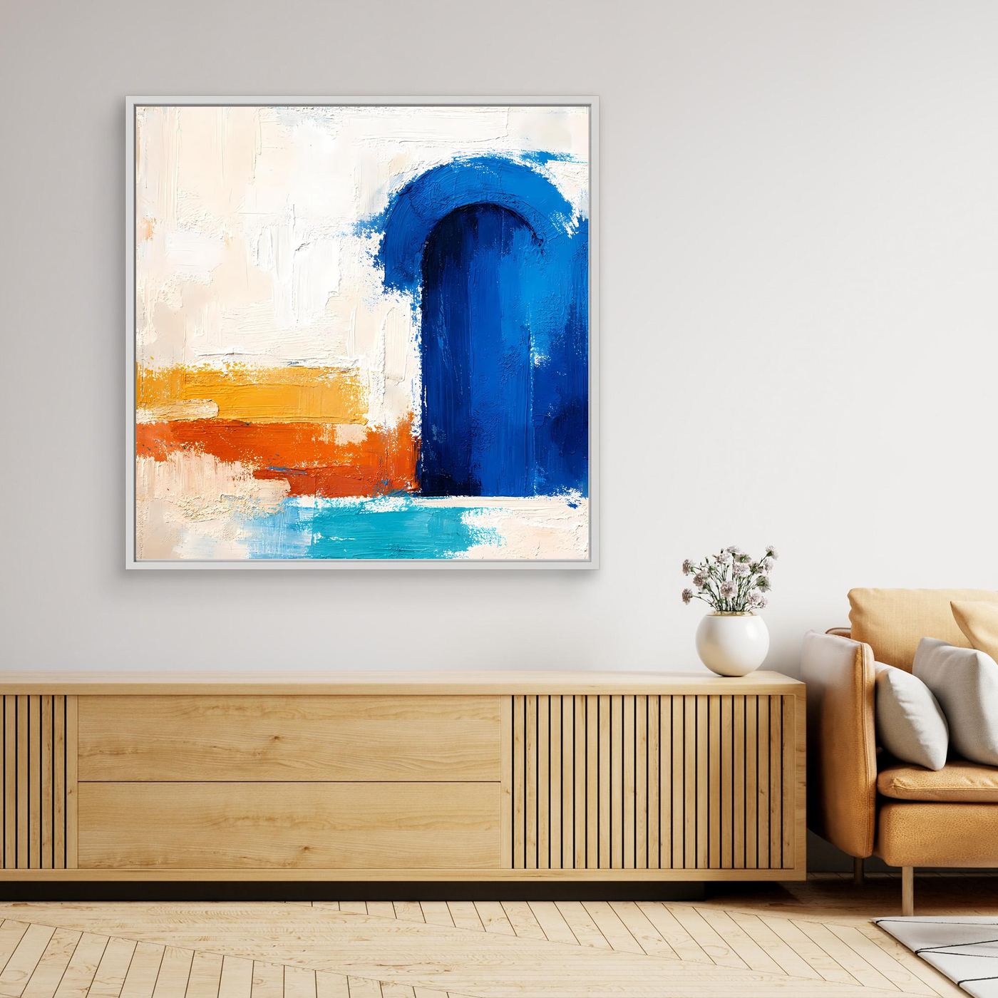 Leinwand Blauer Marokkanischer Torbogen | Abstraktes Orientalisches Wandbild