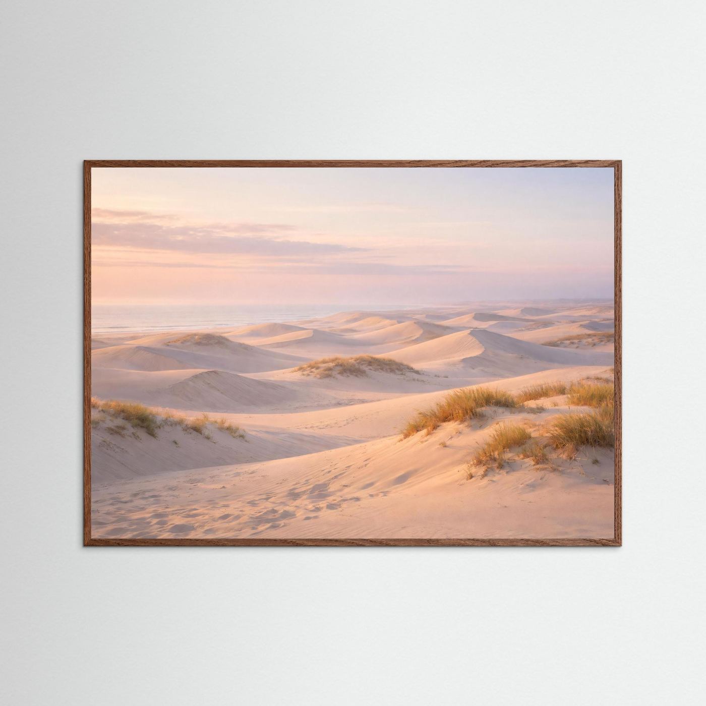 Sanfte Dünenlandschaft am Meer im Abendlicht | Panorama Dünen & Strand Poster Querformat