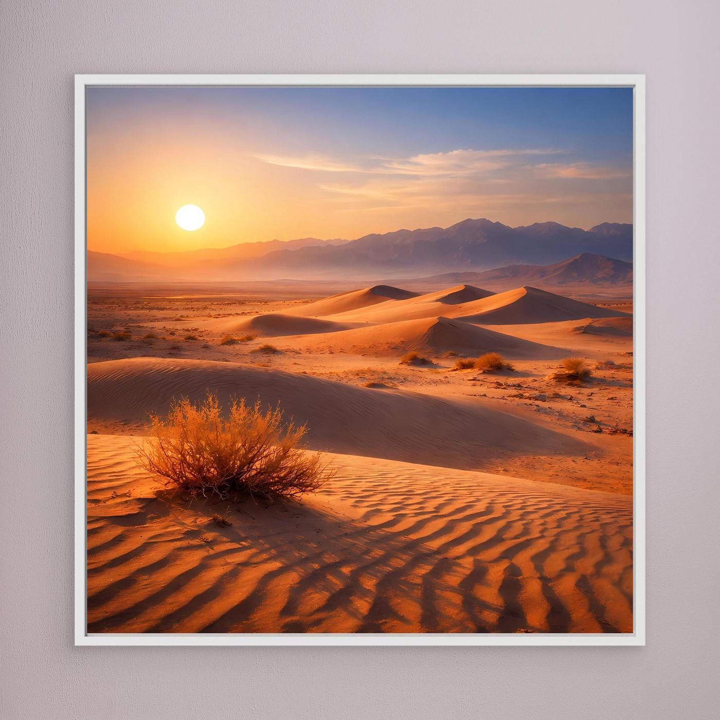 Leinwand Goldener Sonnenuntergang in der Wüste | Modernes Dünen-Landschaft Wandbild