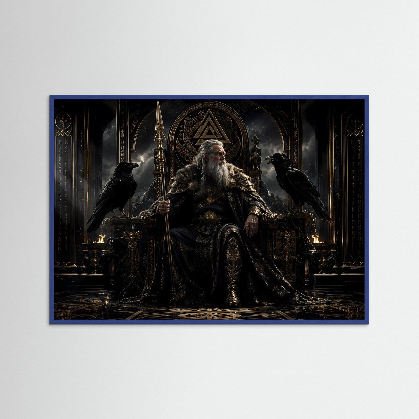 Majestätischer Odin auf dem Thron | Nordische Götter & Wikinger Poster Querformat