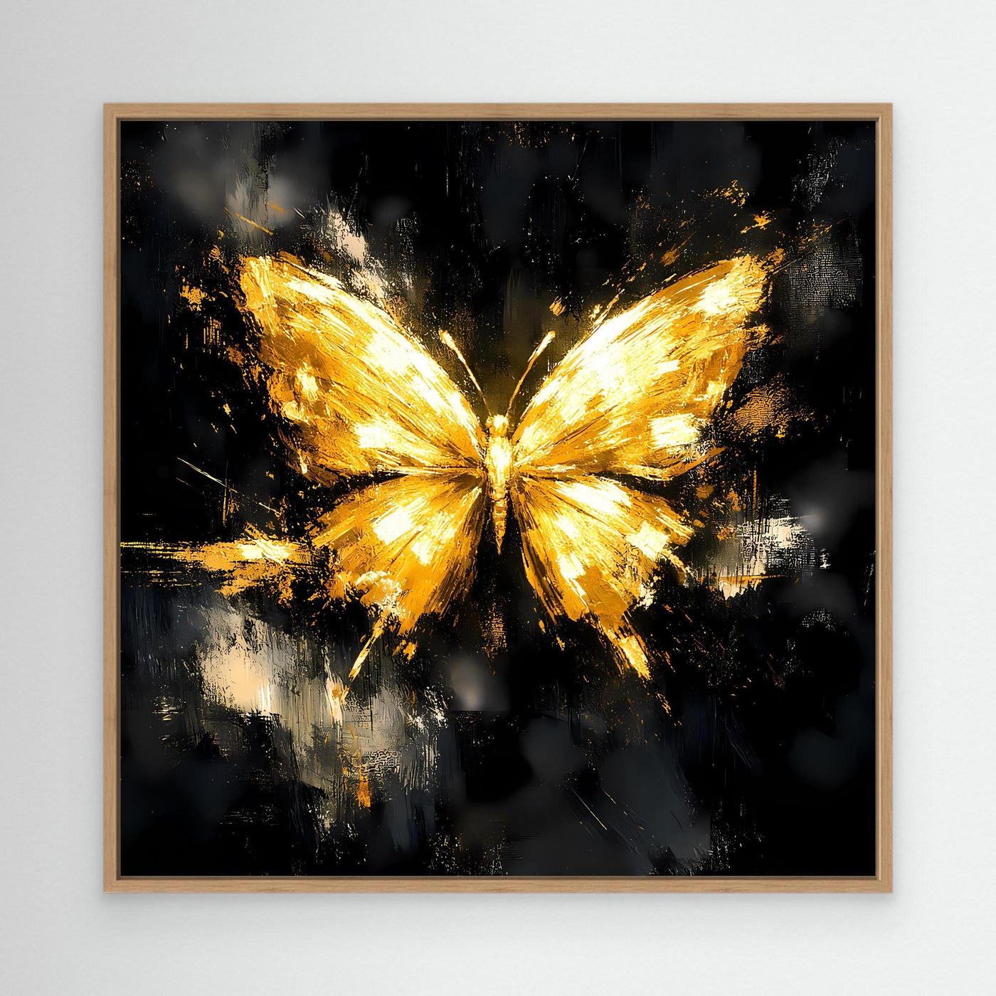 Leinwand Eleganter Goldener Schmetterling | Abstraktes Luxus Wandbild