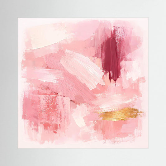 Leinwand Abstraktes Gemälde in Rosa und Gold | Modernes Elegantes Wandbild Pastell