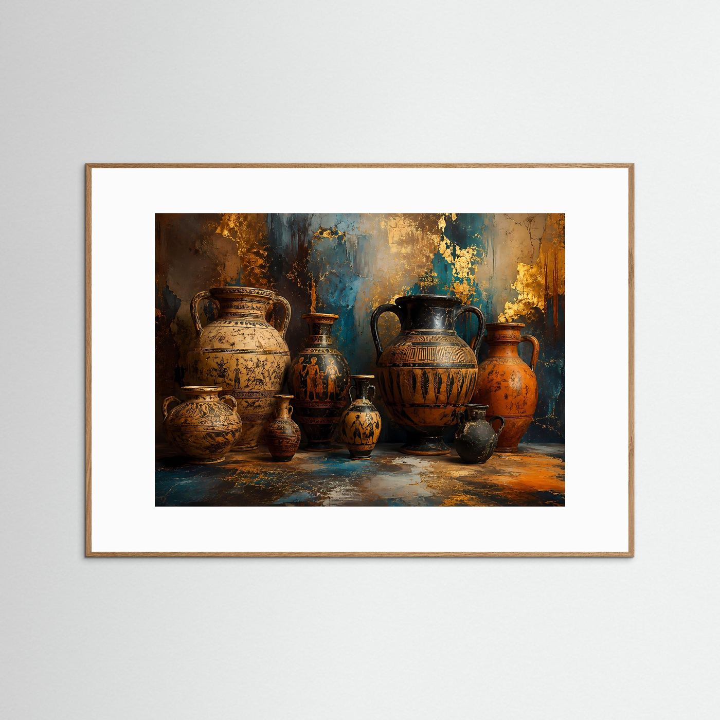 Antike Amphoren Poster | Griechische Keramik Wandbild | Mediterrane Kunst | Historische Vasen Stillleben | Moderne Fine Art Wanddekoration | Premium Print