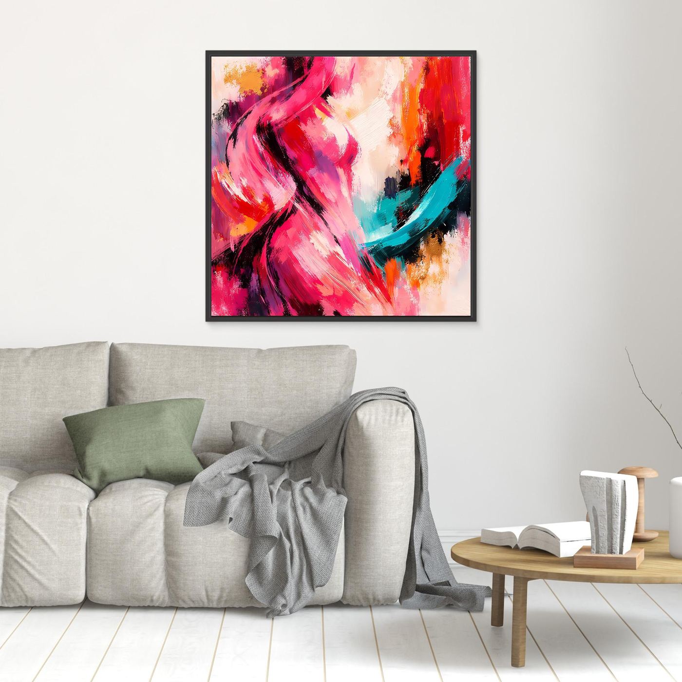 Leinwandbild Abstrakte Weibliche Silhouette | Elegantes Farbenfrohes Wandbild auf echtem Holzkeilrahmen