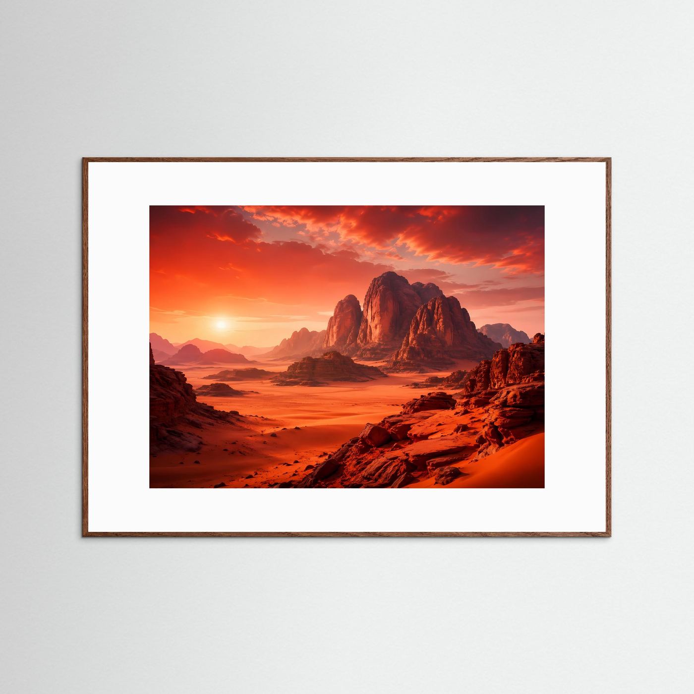 Feuriger Sonnenuntergang im Wadi Rum | Wüste & Jordanien Natur Poster
