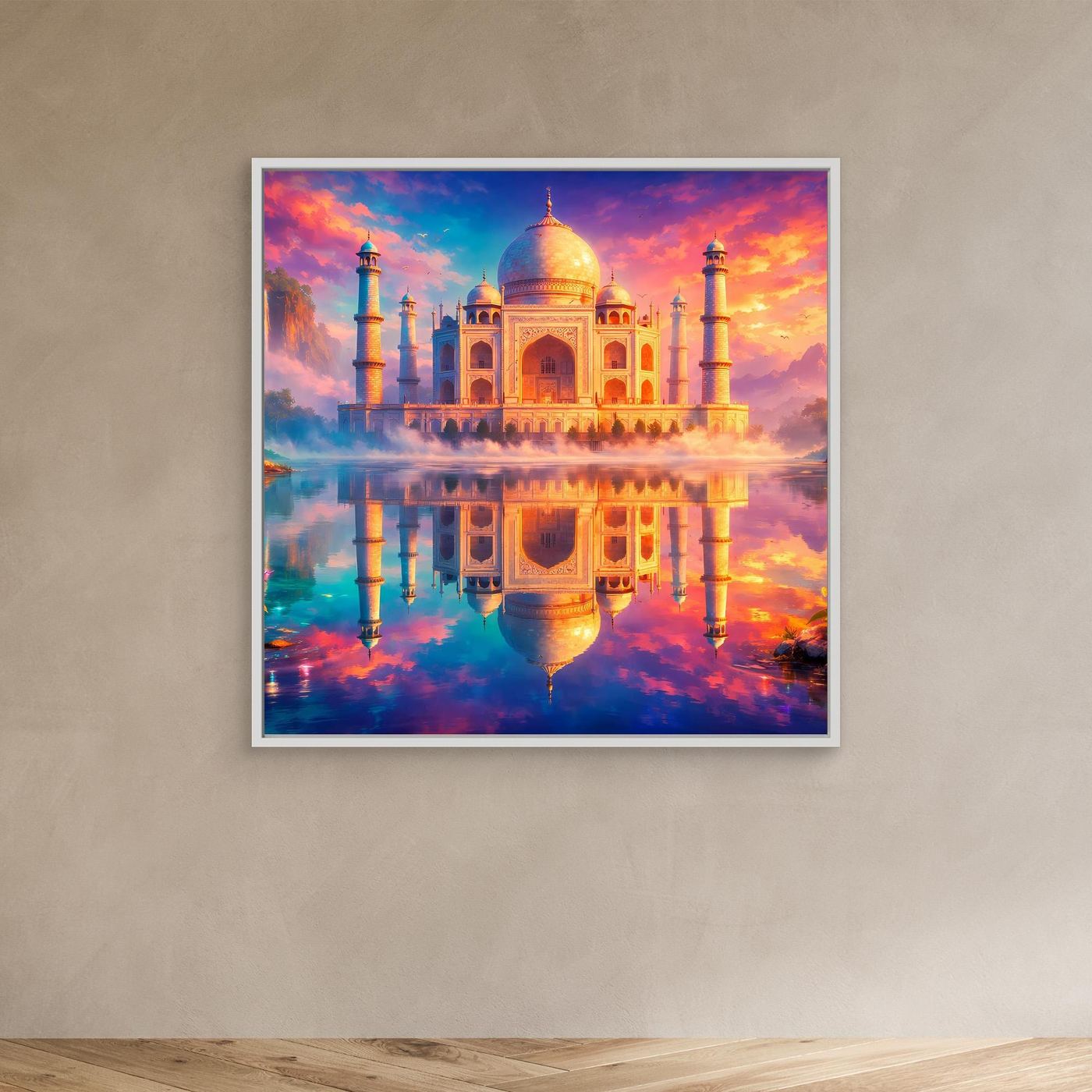 Leinwandbild Magisches Taj Mahal | Orientalisches Palast Wandbild auf echtem Holzkeilrahmen