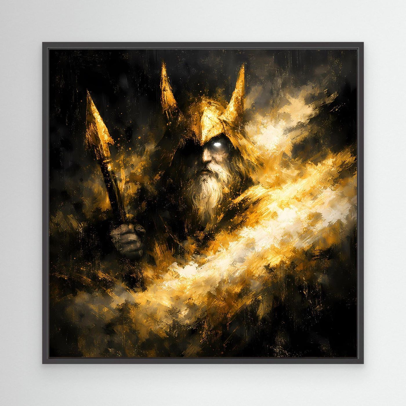 Leinwand Goldener Odin Nordischer Gott | Abstraktes Wikinger Wandbild Modern
