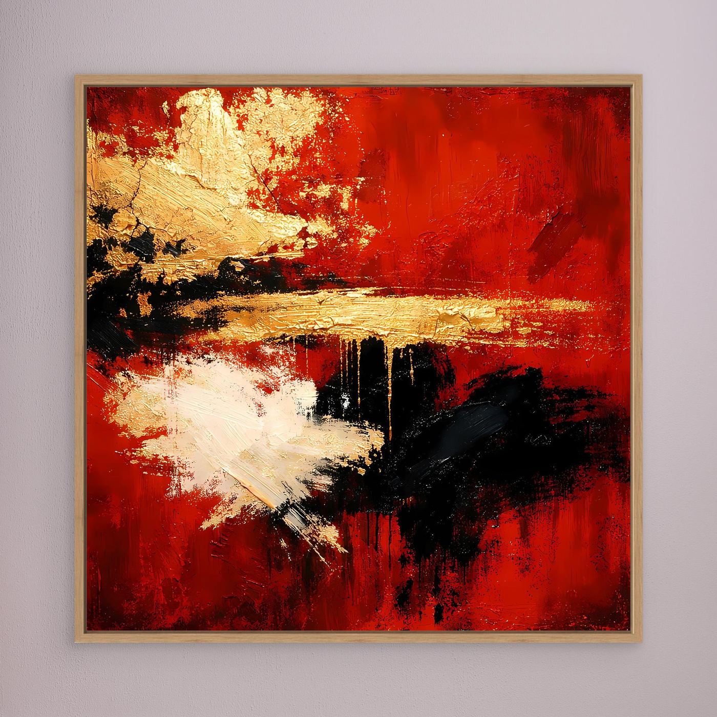 Leinwand Abstraktes Farbspiel in Rot und Gold | Modernes Progressives Wandbild