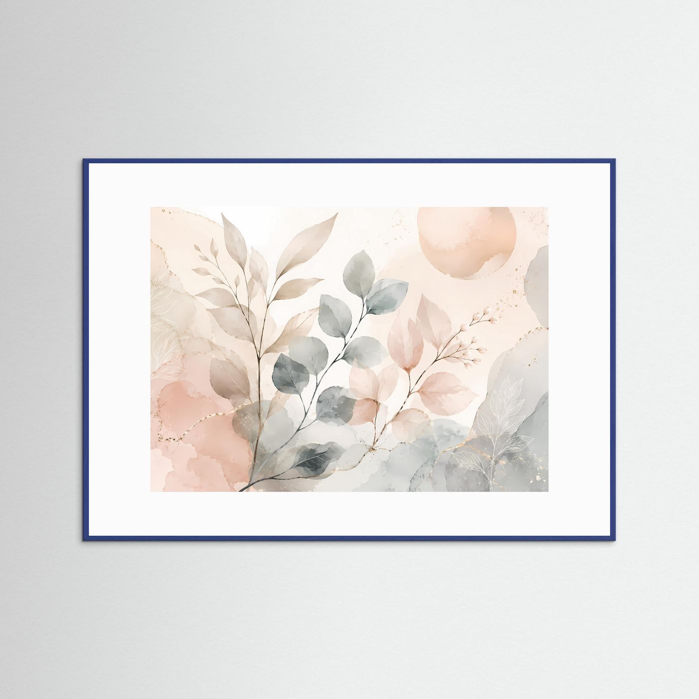 Botanische Aquarell Blätter Poster | Pastell Pflanzen Wandkunst | Minimalistische Botanical Art | Beige Salbeigrün Leinwand | Modernes Naturbild
