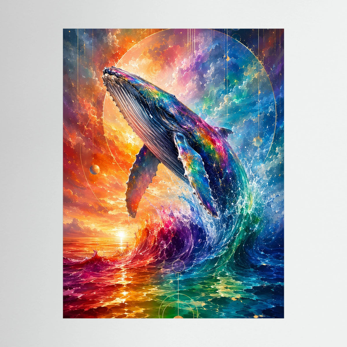 Hochformat-Poster mit abstraktem Walmotiv in Regenbogenfarben, ohne sichtbaren Rahmen