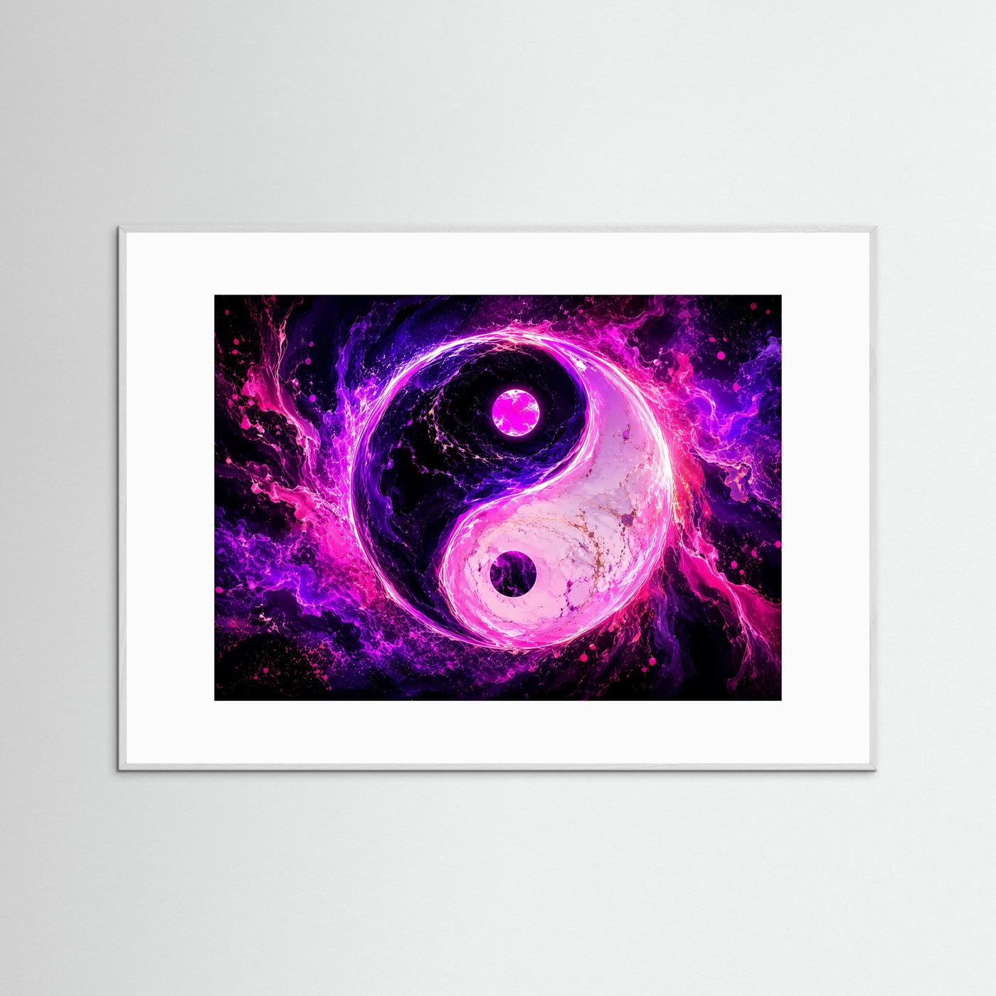 Yin Yang Poster Neon Pink | Spirituelle Wandkunst | Abstraktes Balance Symbol | Moderne Zen Kunst | Energie & Harmonie | Premium Fine Art