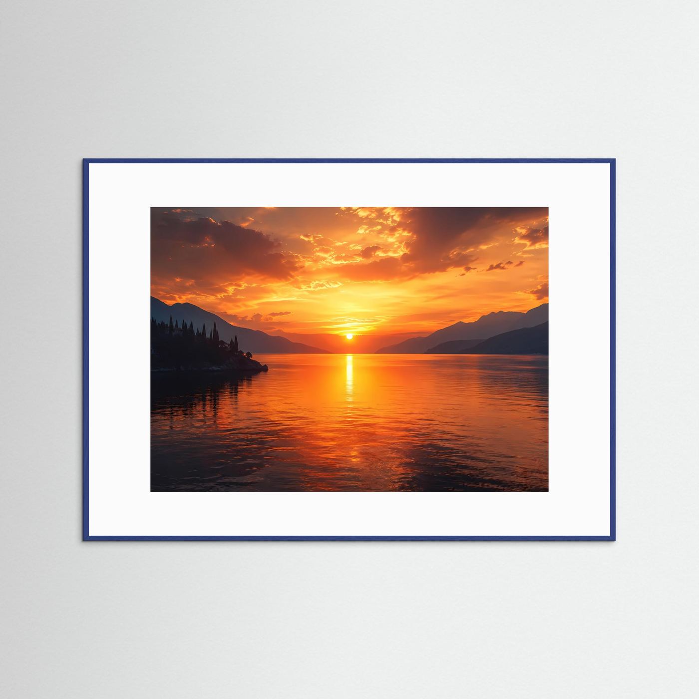 Goldener Abend am See | Romantisches Sonnenuntergang Panorama Poster