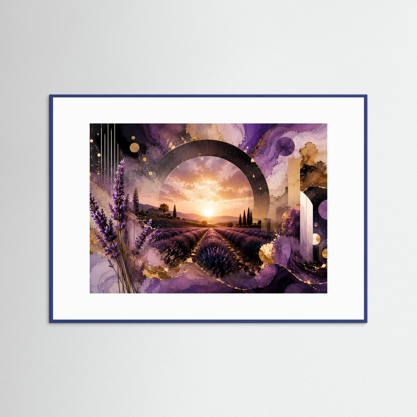 Lavendelfeld im Sonnenuntergang | Abstrakte Provence Wandkunst