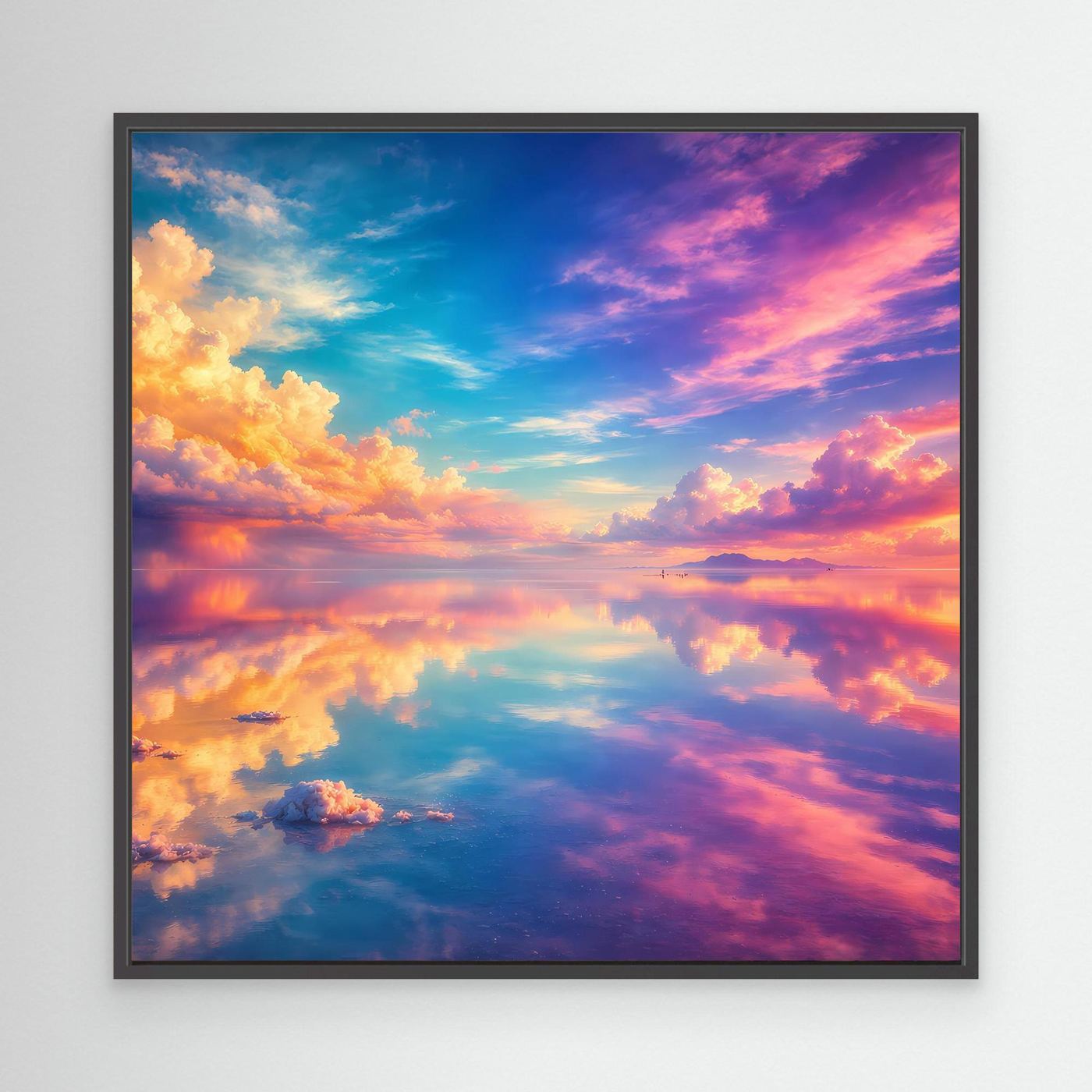 Leinwandbild Magischer Salzsee | Abstraktes Himmel-Spiegelungs Wandbild auf echtem Holzkeilrahmen