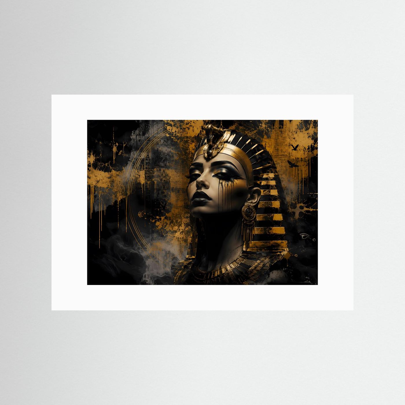 Ägyptische Königin in Schwarz & Gold | Modernes Pharaonin Wandbild & Kunst-Poster