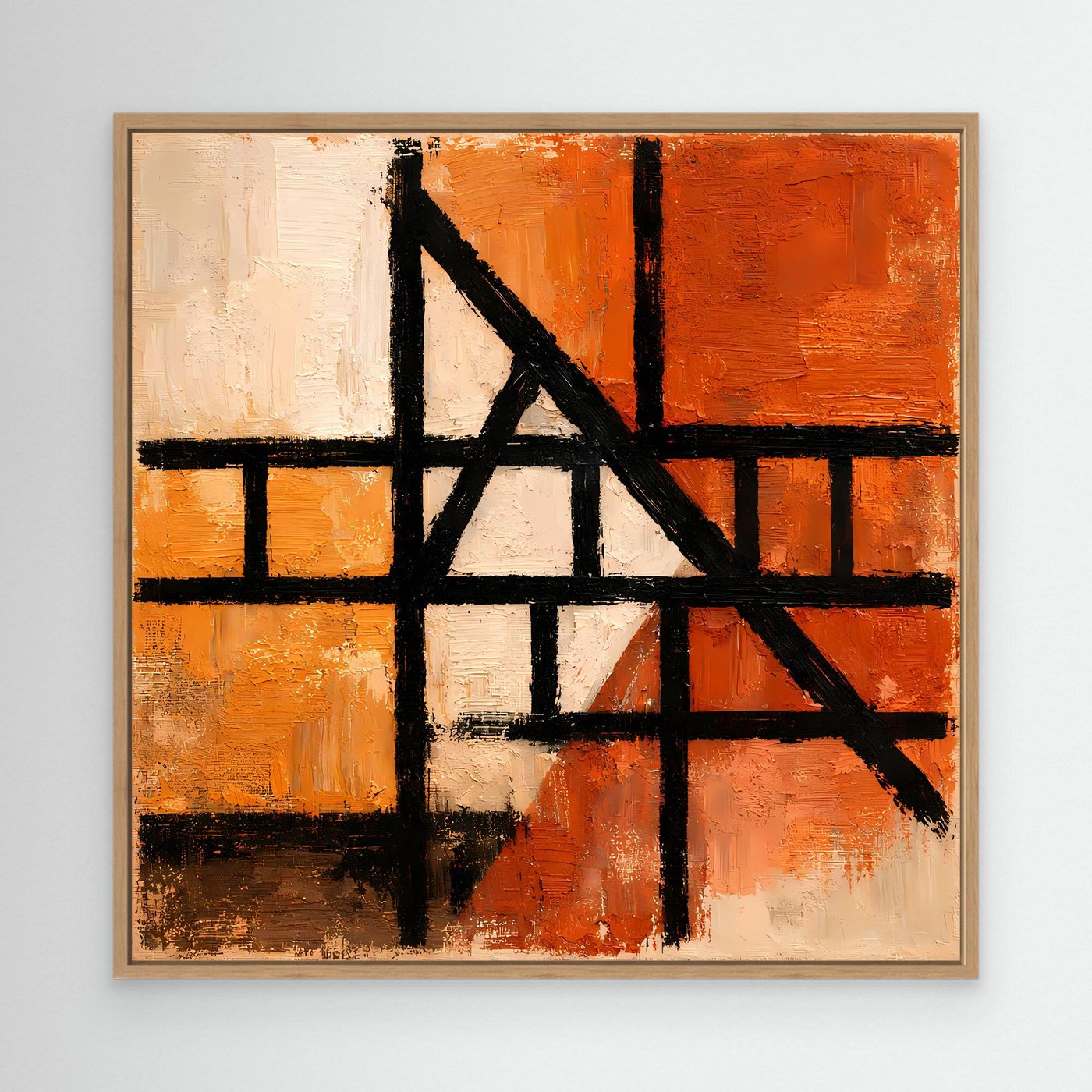 Leinwand Geometrische Linien auf Terrakotta | Abstraktes Modernes Wandbild