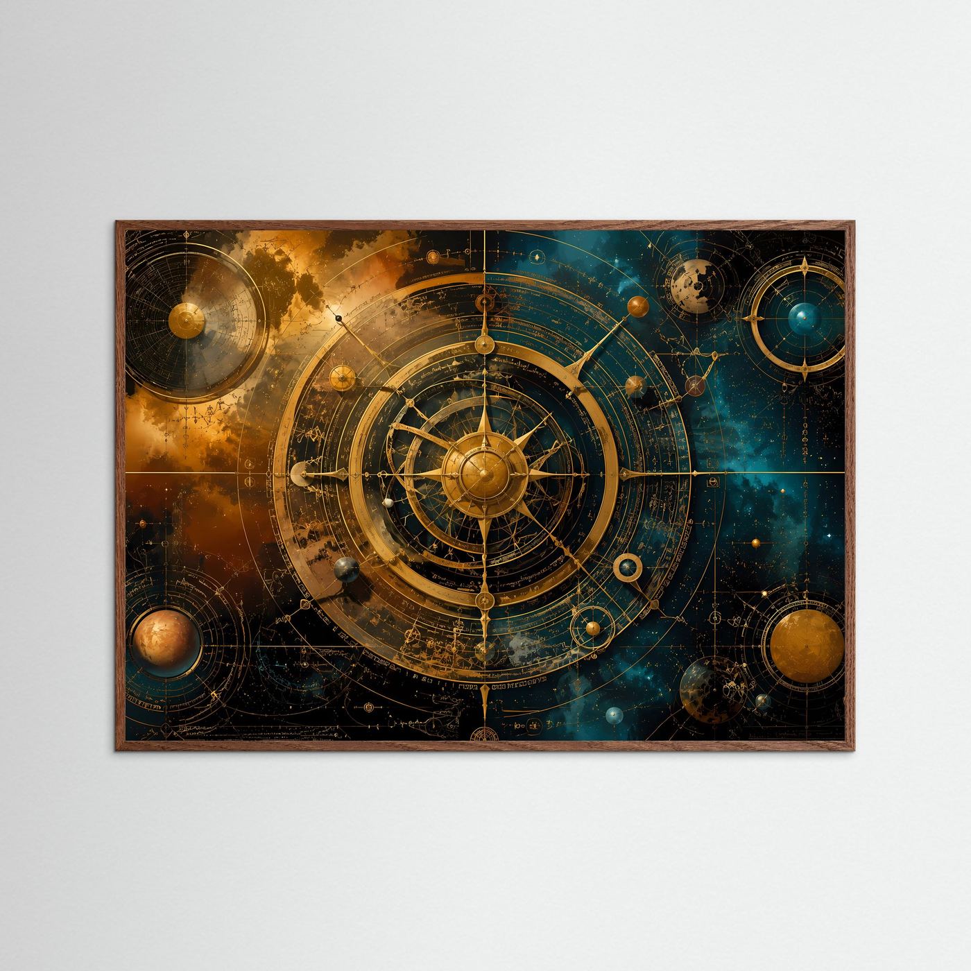 Kosmische Navigation | Astronomische Uhr & Astrologie Poster mit Gold- und Galaxie-Akzenten