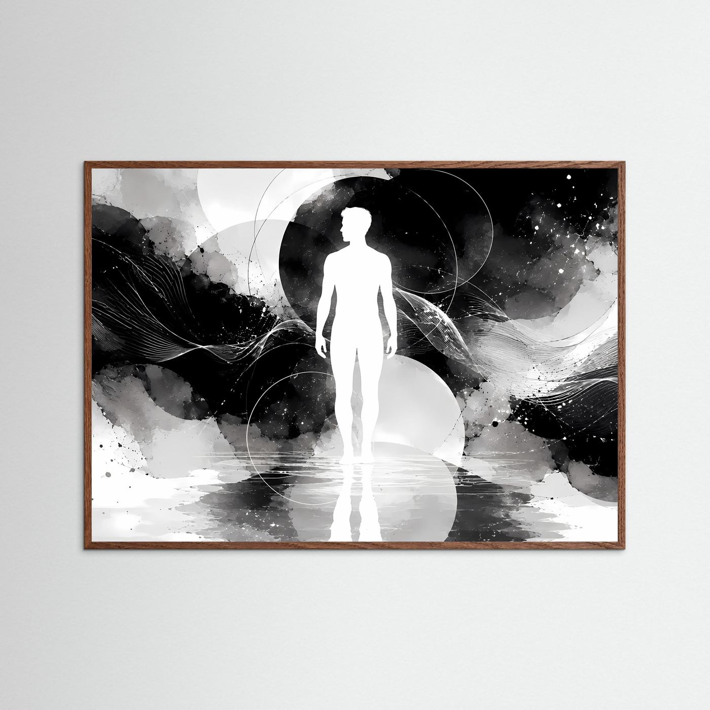 Abstrakte Mensch Silhouette Schwarz Weiß Poster | Minimalistische Line Art | Moderne Wandkunst | Spirituelles Design | Zeitgenössische Leinwand