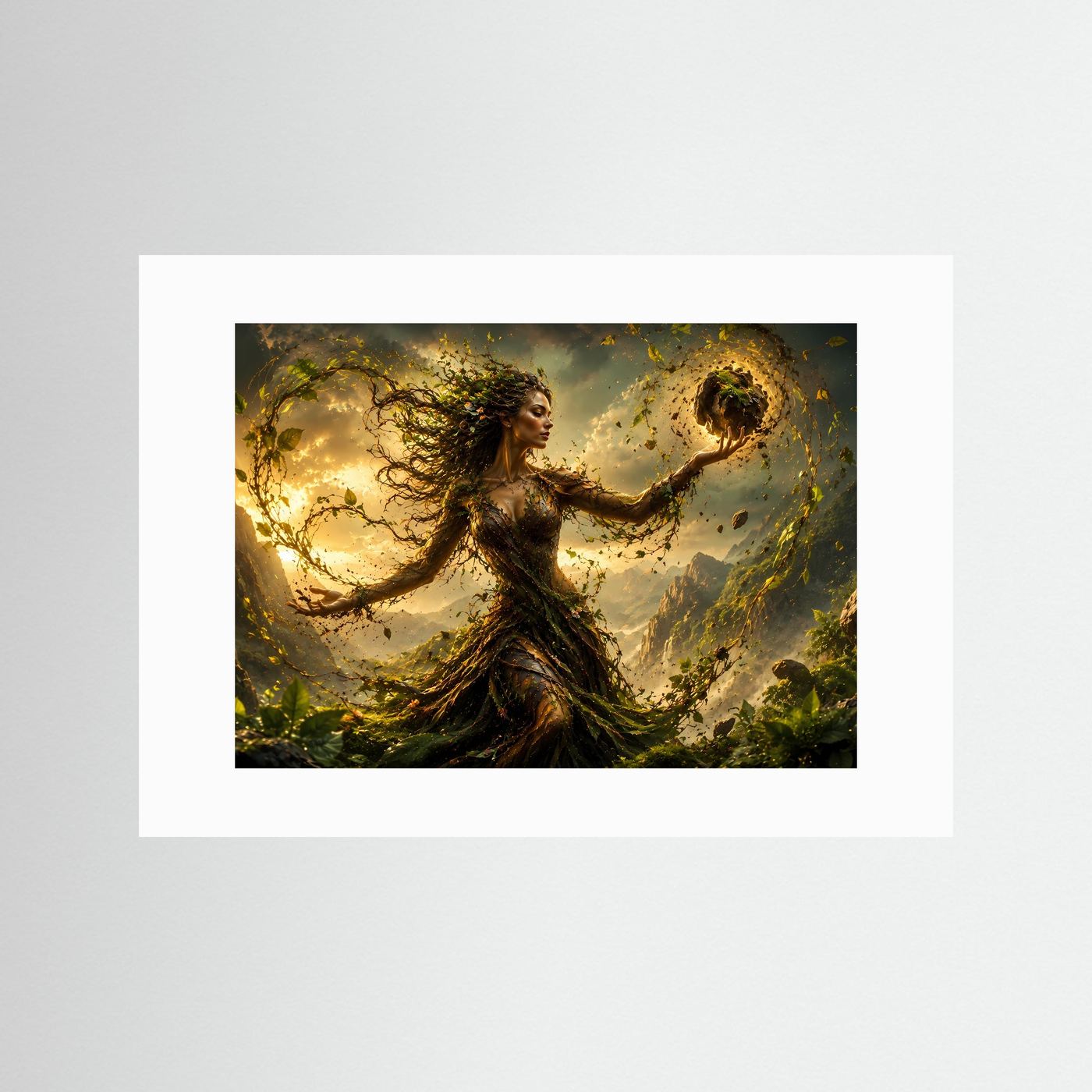 Naturgöttin Poster | Waldmagie Wandbild | Element Erde Kunst | Mystische Fantasy | Fine Art Print