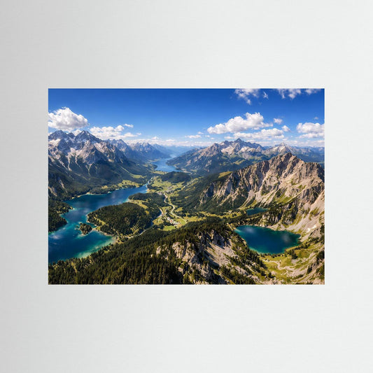 Querformatiges Naturposter mit Alpen- und Bergsee-Panorama, ohne Rahmen