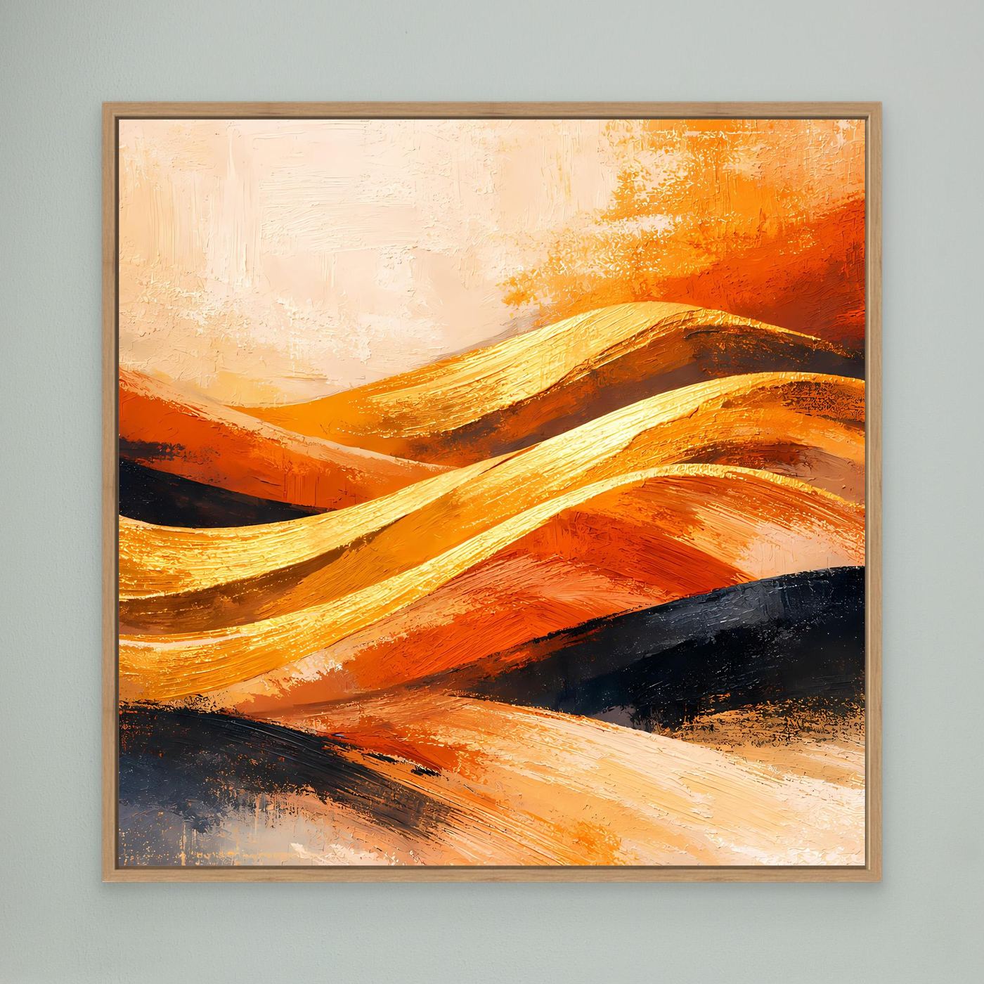 Leinwand Goldene Wüstendünen | Abstraktes Modern Art Landschafts Wandbild