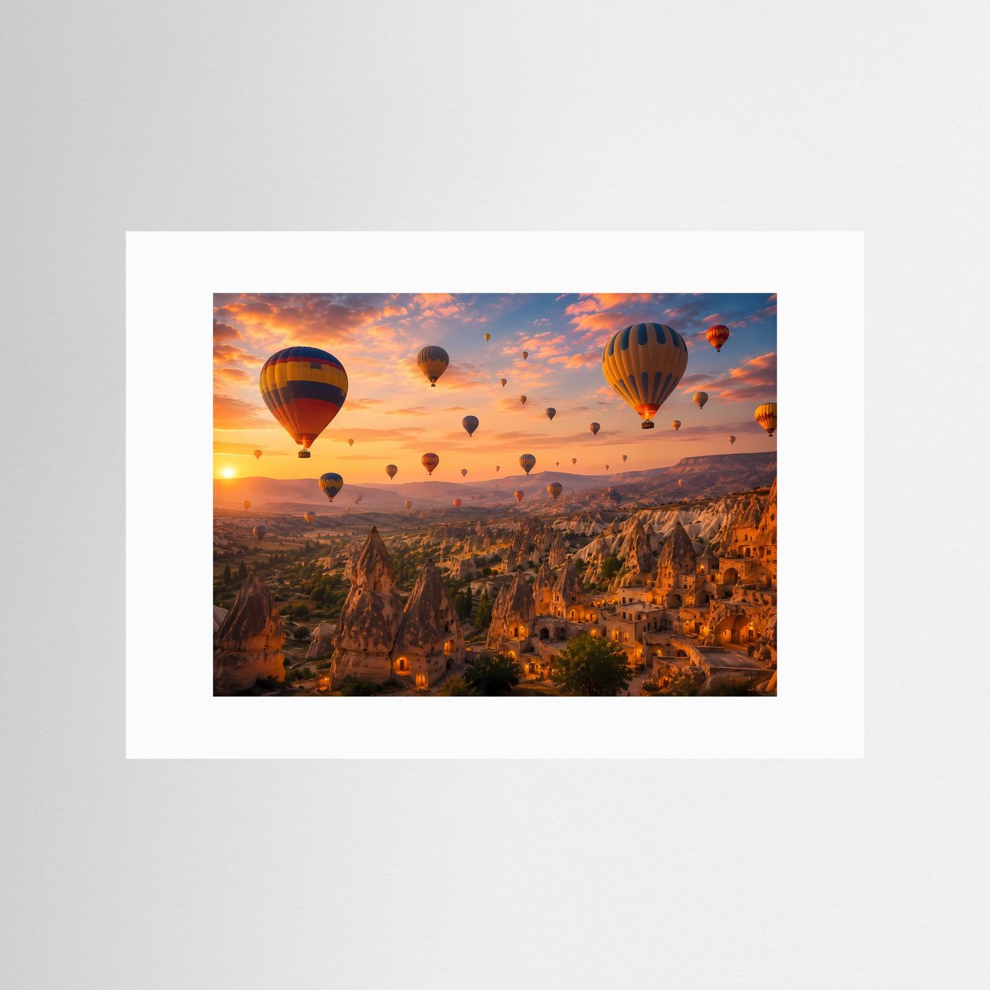 Magisches Kappadokien bei Sonnenaufgang | Heißluftballons & Türkei Poster