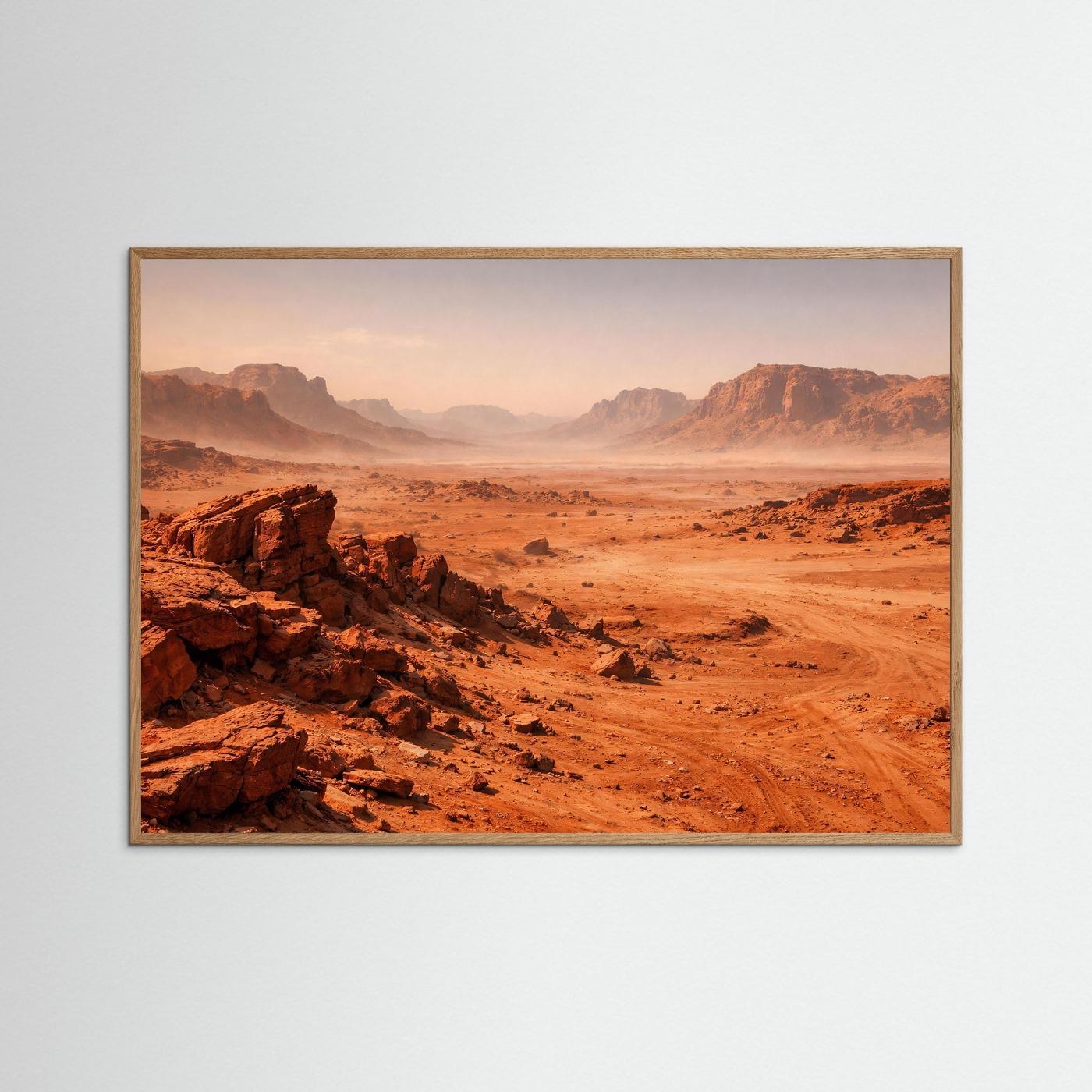 Weite des Canyons im Dunst | Rote Wüstenlandschaft & Natur Poster Querformat