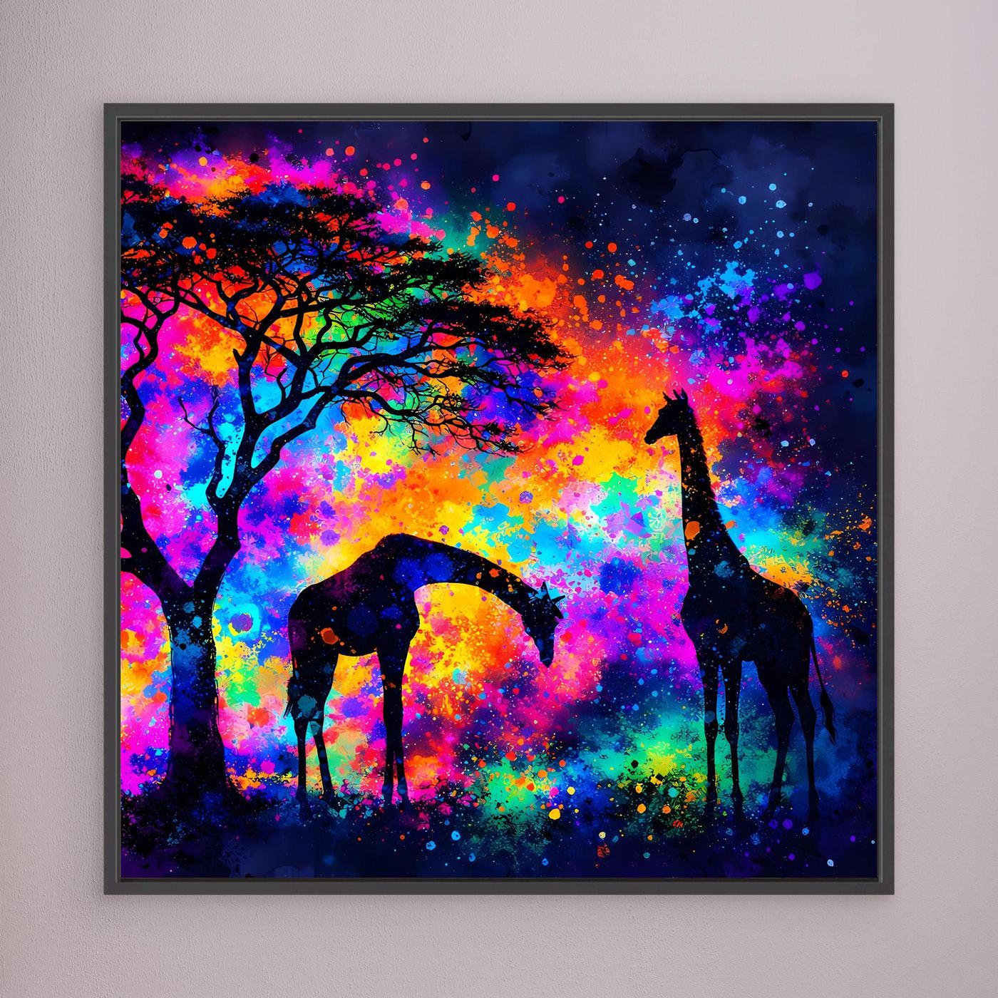 Leinwandbild Magische Afrikanische Savanne | Abstraktes Giraffen Wandbild auf Keilrahmen