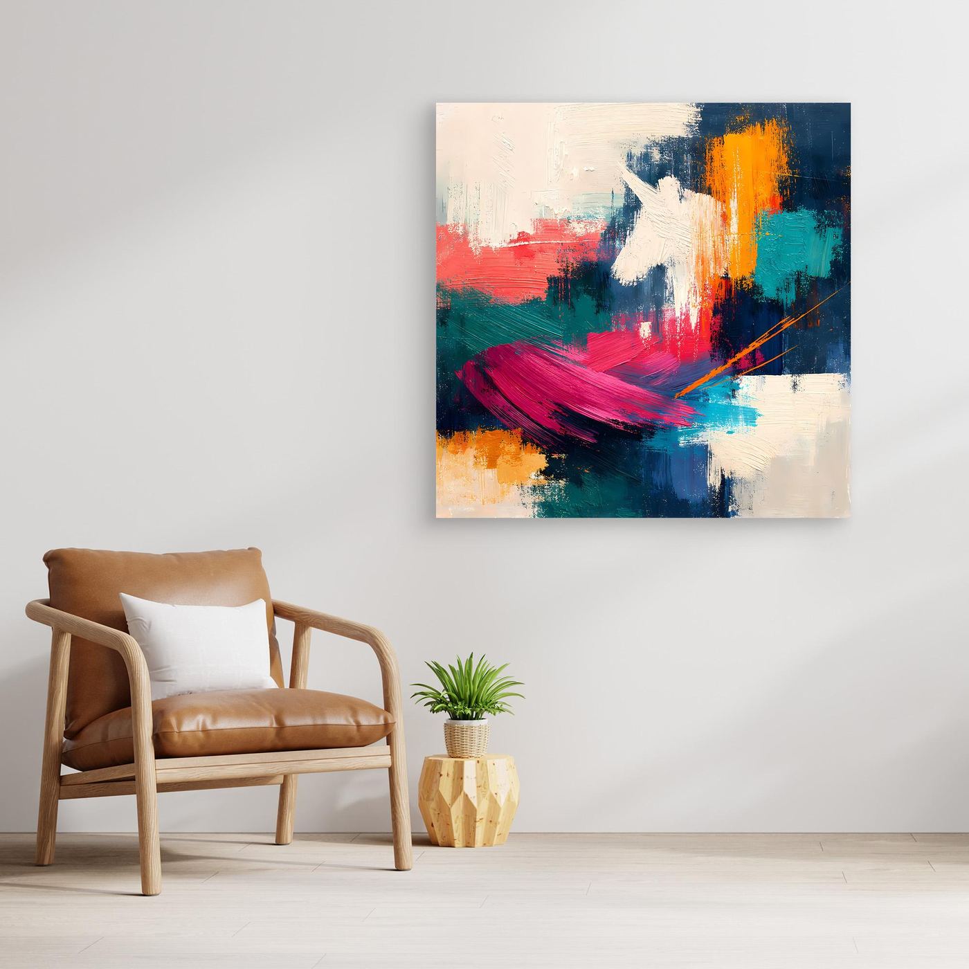Leinwand Mystisches Einhorn im Farbenmeer | Abstraktes Fantasy Wandbild