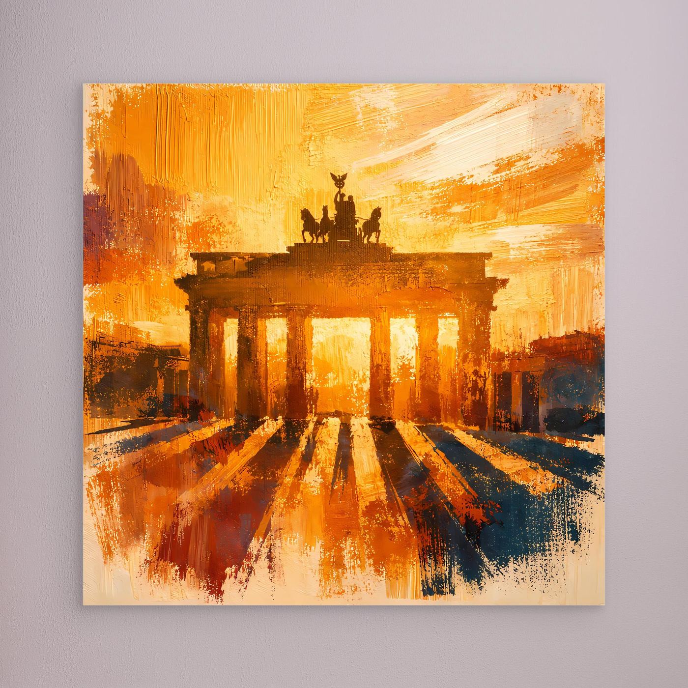 Leinwand Brandenburger Tor Goldene Abendstimmung | Abstraktes Berlin Wandbild
