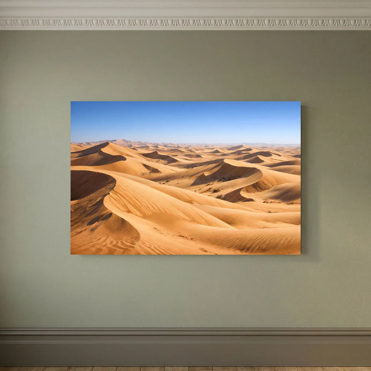 Panorama-Sanddünen-Poster mit goldenen Dünen und blauem Himmel, querformatig