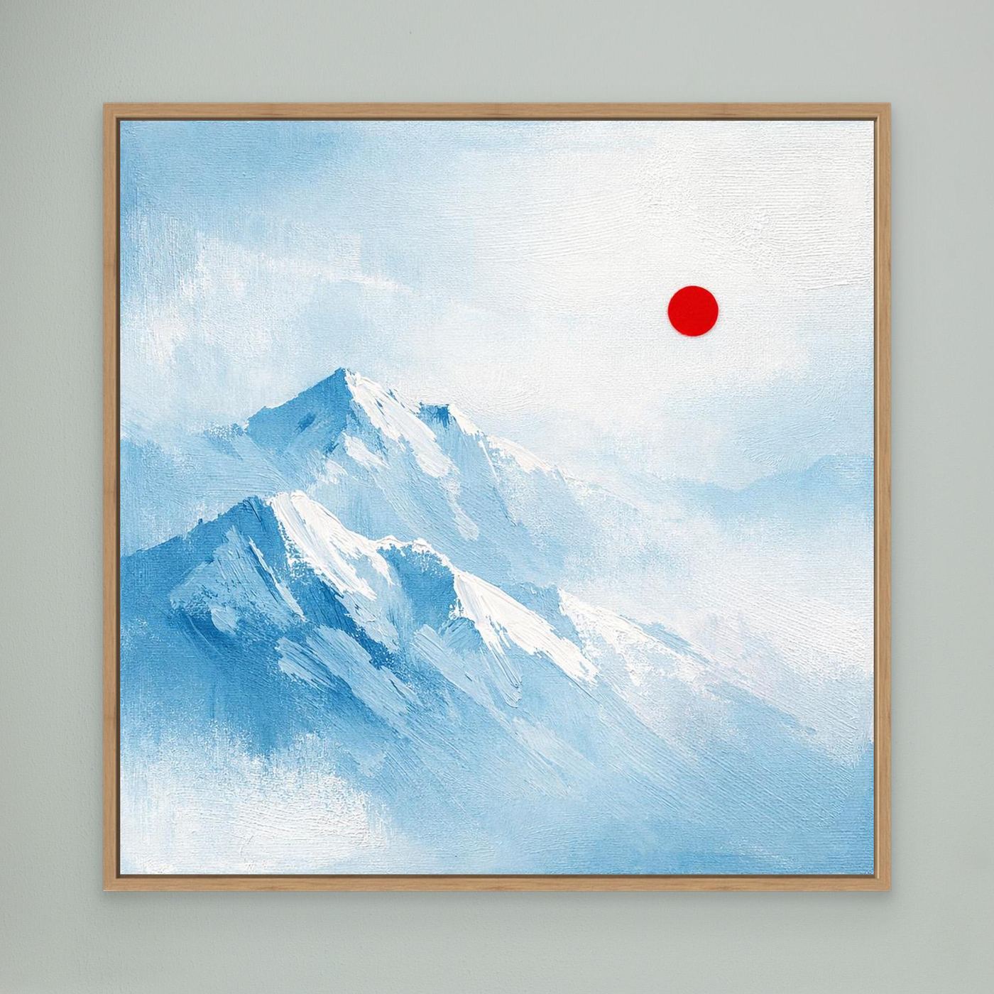Leinwand Abstraktes Zugspitze Berg Wandbild | Alpin Minimalistisch Blau Weiß