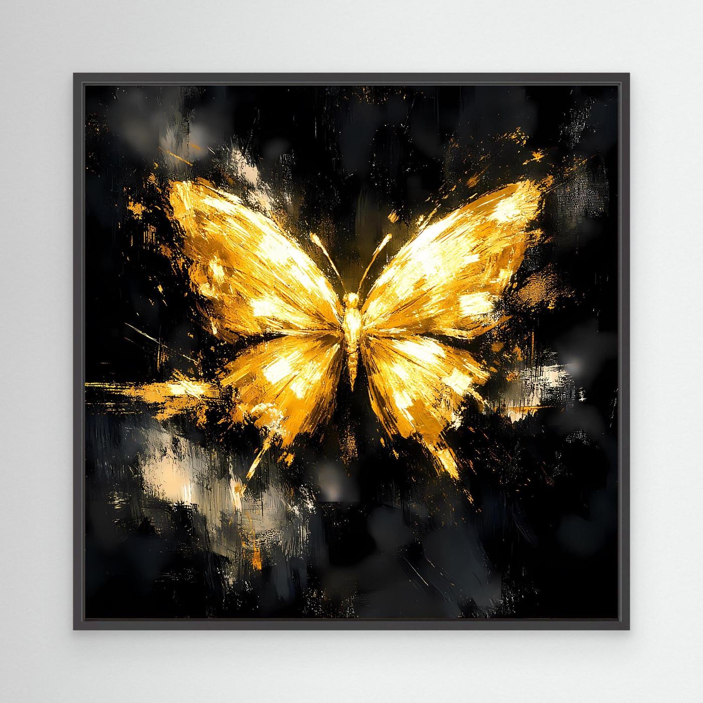 Leinwand Eleganter Goldener Schmetterling | Abstraktes Luxus Wandbild
