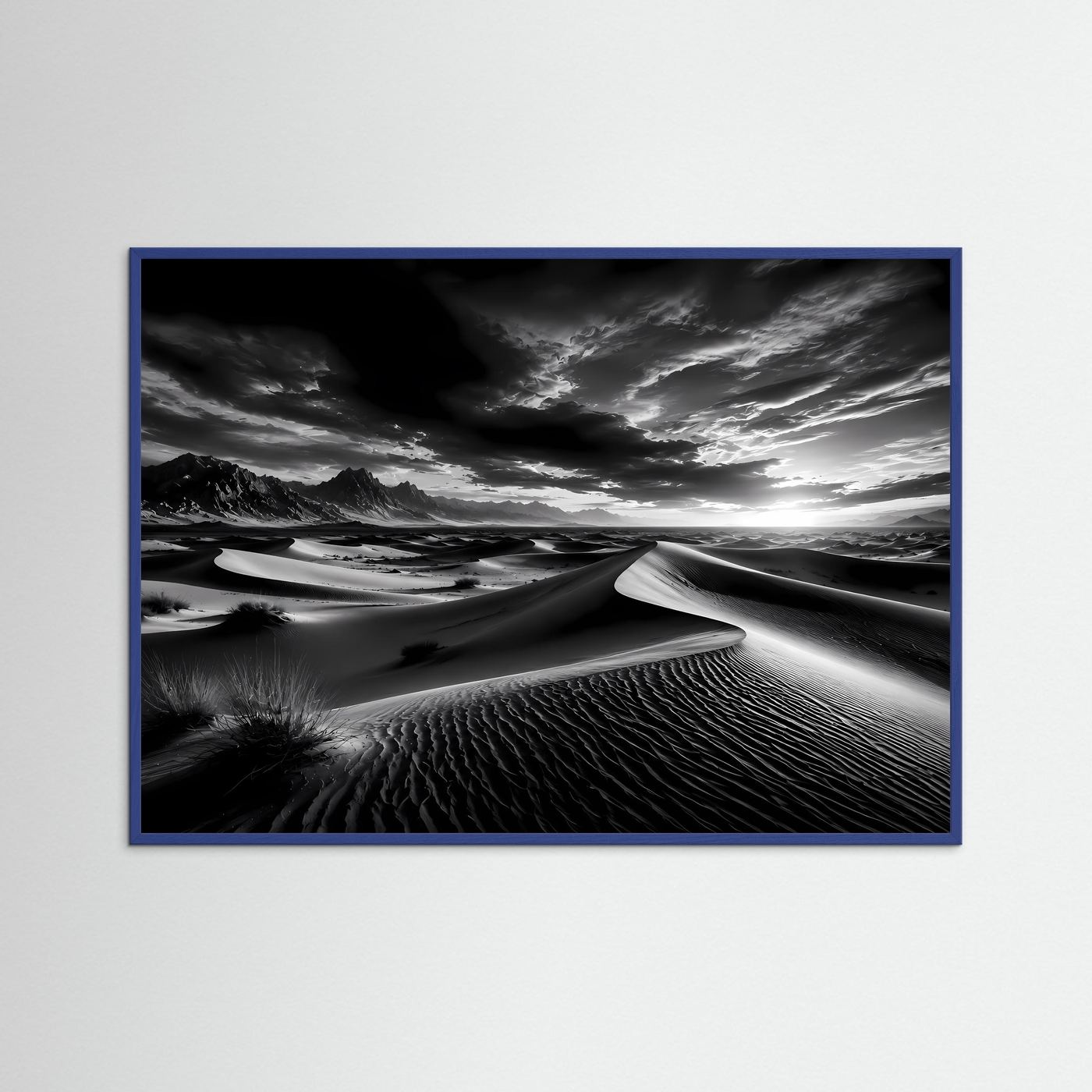 Schwarz Weiß Wüste Poster | Dünen Landschaft Wandbild | Monochrome Naturkunst | Minimalistische Wüstenfotografie | Fine Art Kunstdruck