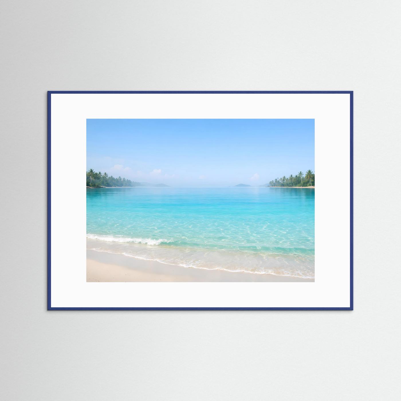 Traumhafte Tropenbucht mit Palmen | Panorama Strand & Meer Poster Querformat