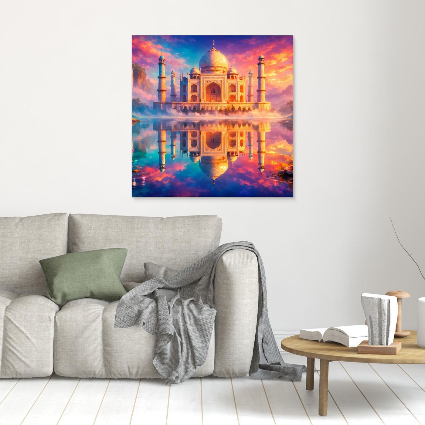 Leinwandbild Magisches Taj Mahal | Orientalisches Palast Wandbild auf echtem Holzkeilrahmen