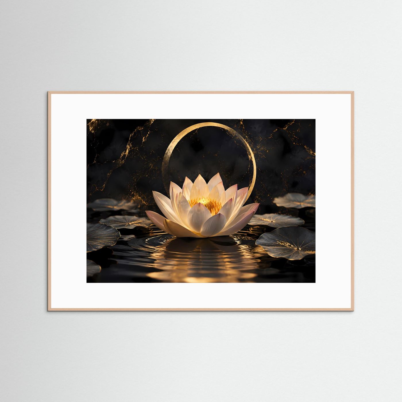 Gelebte Harmonie & Eleganz | Spirituelles Lotusblüten Poster mit Goldeffekten